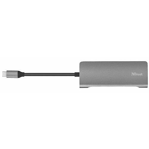 Хаб Trust Dalyx 7-IN-1 USB-С > 2xUSB-А 3.2/USB-С/HDMI/Ehernet/SD/microSD, Алюміній, 0.25м, Сірий