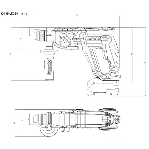 Перфоратор акумуляторний Metabo KH 18 LTX 24 SDS-plus 18В 2.1Дж 2.6кг без АКБ та ЗП