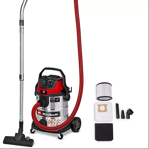 Пилосос професійний Einhell TE-VC 2580 SACL 1100Вт 200мбар контейнер 25л 230В/2200Вт вологе/сухе прибирання 6.9кг