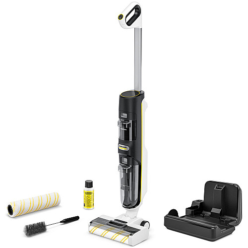 Пилосос karcher безпровідний FCV 4 Dry Extra, вологе прибирання, конт пил -0.45л, вода -0.75л, автон. робота до 45хв, самоочищення, білий