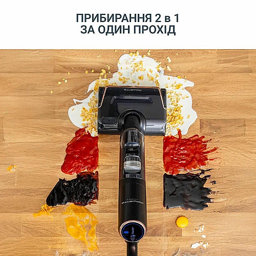 Пылесос Rowenta беспроводной моющий X-Clean 7, 250Вт, конт пыль -0.5л, конт для воды-0.65л, автон. работа до 50мин, вес-4.2кг, НЕРА, черный