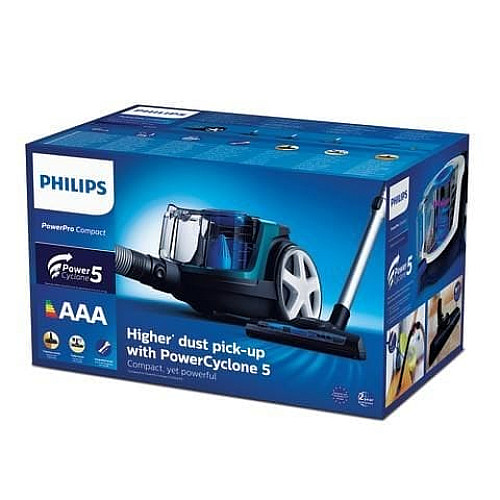 Пылесос Philips контейнерный 3000 series , 900Вт, конт пыль -1,5л, НЕРА, турбощетка, черно-зеленый