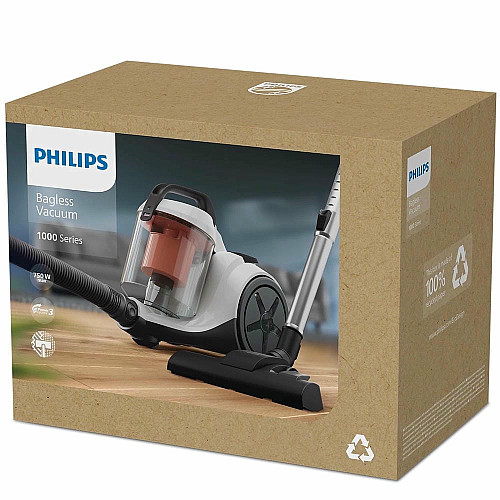 Пылесос Philips безмешковый Series 1000, 750Вт, конт пыль -1.3л, вес-3.5кг, Super Clean Air, белый