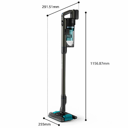 Пылесос Philips беспроводной Complete Series 8000, влажная уборка, пыль -0.6л, автон. работа до 80мин, черно-голубой