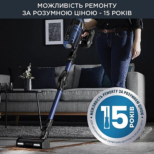 Пылесос Rowenta Беспроводной X-Force Flex 12.60 Auto Aqua, 320Вт, конт пыль -0.1л, автон. работа до 45мин, вес-3кг, НЕРА, черно-синий