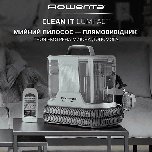 Пылесос Rowenta моющий Clean It Compact, 400Вт, конт пыль -0,85л, вода -1,4л, 11500Па, 4 насадки, зеленый