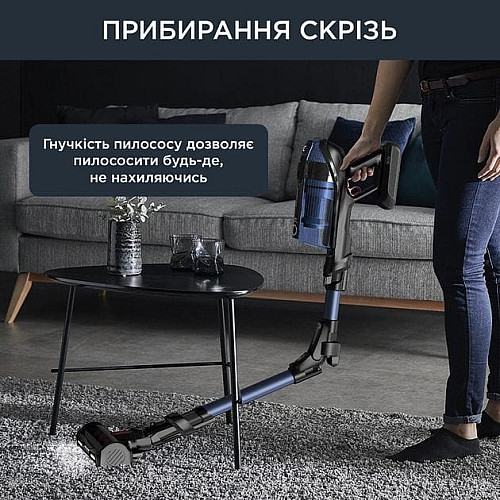 Пылесос Rowenta Беспроводной X-Force Flex 12.60 Auto Aqua, 320Вт, конт пыль -0.1л, автон. работа до 45мин, вес-3кг, НЕРА, черно-синий