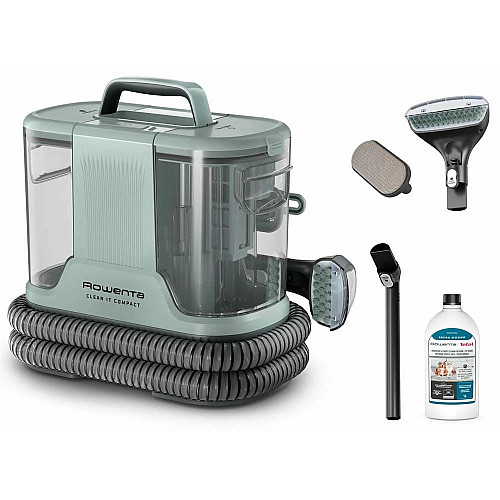 Пылесос Rowenta моющий Clean It Compact, 400Вт, конт пыль -0,85л, вода -1,4л, 11500Па, 4 насадки, зеленый