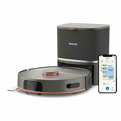 Робот-пылесос Philips Series 5000, h=29.2см, влажная уборка, контр пыль -0.26л, вода -0.27л, автон. работа до 200мин, EPA 10, черный