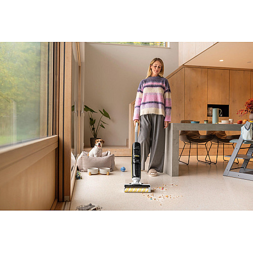 Пилосос karcher безпровідний FCV 4 Dry Extra, вологе прибирання, конт пил -0.45л, вода -0.75л, автон. робота до 45хв, самоочищення, білий