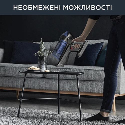 Пылесос Rowenta Беспроводной X-Force Flex 12.60 Auto Aqua, 320Вт, конт пыль -0.1л, автон. работа до 45мин, вес-3кг, НЕРА, черно-синий