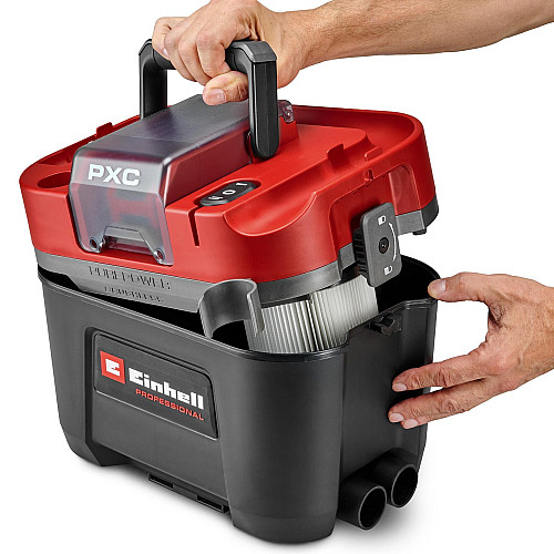 Пилосос професійний акумуляторний Einhell Professional TP-VC 18/10 Li BL 18В 130мбар контейнер 10л вологе/сухе прибирання Dust Class L 3.05кг без АКБ та ЗП