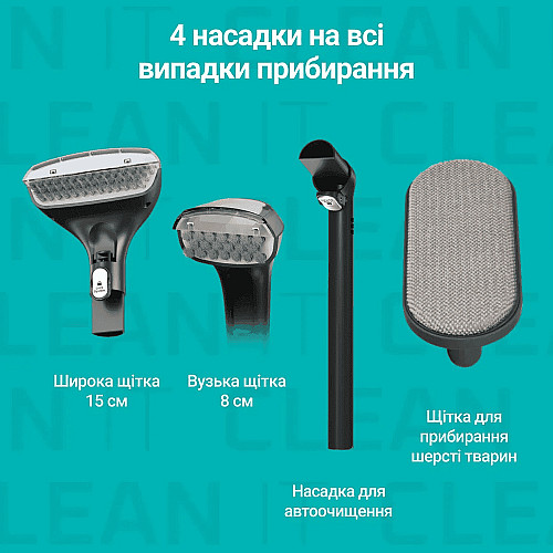 Пылесос Rowenta моющий Clean It Compact, 400Вт, конт пыль -0,85л, вода -1,4л, 11500Па, 4 насадки, зеленый