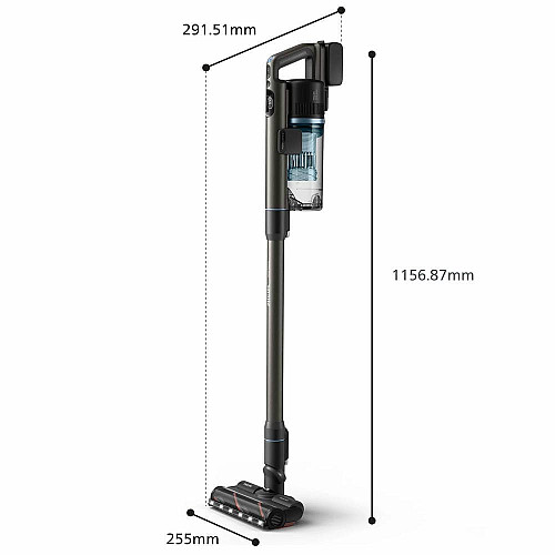 Пылесос Philips беспроводной Aqua Series 7000, влажная уборка, пыль -0.6л, автон. работа до 80мин, LED подсветка, турборежим, черно-голубой