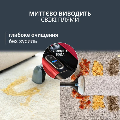 Пилосос Rowenta миючий Clean It Hot & Cold, 1150Вт, конт пил -1,5л, вода -2,3л, 13500 Па, 2 насадки, чорно-червоний