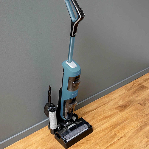 Пылесос Rowenta беспроводной моющий X-Clean 2, 120Вт, конт пыль -0.44л, конт для воды-0.73л, автон. работа до 35мин, вес-5кг, НЕРА, черно-голубой