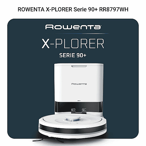 Робот-пылесос Rowenta моющий X-PLORER Serie 90+, 6000ПаВт, h=9.7см, 0.26л, конт пыль -0.29л, автон. работа до 270мин, белый