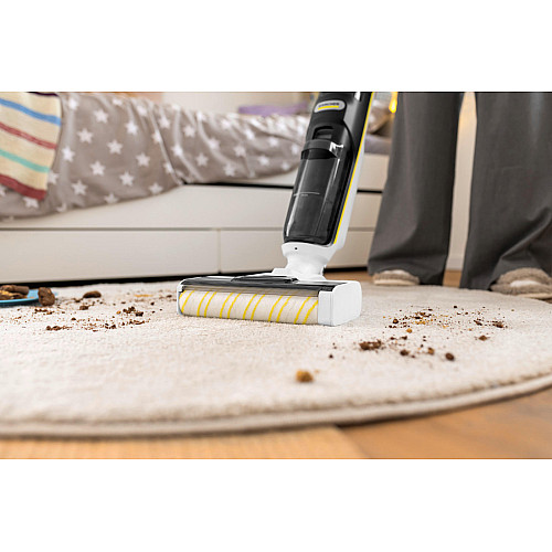 Пилосос karcher безпровідний FCV 4 Dry Extra, вологе прибирання, конт пил -0.45л, вода -0.75л, автон. робота до 45хв, самоочищення, білий