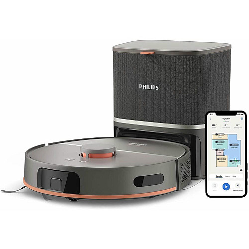 Робот-пылесос Philips Series 5000, h=29.2см, влажная уборка, контр пыль -0.26л, вода -0.27л, автон. работа до 200мин, EPA 10, черный