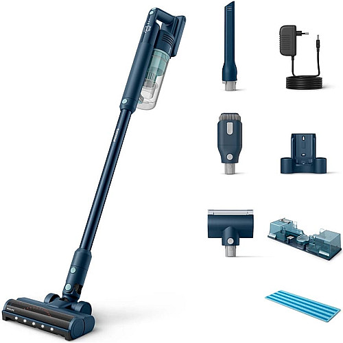 Пылесос Philips беспроводной Series 5000, влажная уборка, конт пыль -0.6л, автон. работа до 60мин, вес-1.5кг, НЕРА, синий