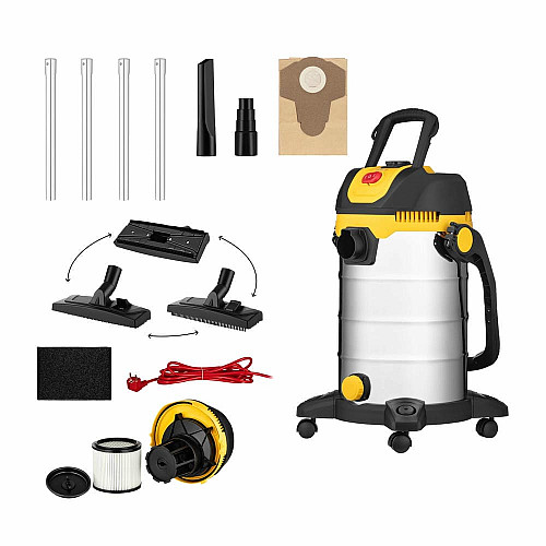 Пылесос профессиональный 2E PowerClean 30S 1200Вт 17кПа контейнер 30л розетка 220В/2000Вт влажная/сухая уборка функция воздуходувки IPX4 6.3кг