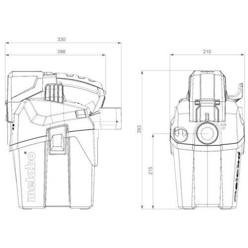 Пилосос акумуляторний Metabo AS 18 HEPA PC COMPACT 18В бак 6л 2100л/хв 3.8кг без АКБ та ЗП