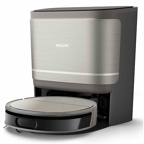 Робот-пылесос Philips Series 9000, h=9.8см, влажная уборка, пыль -0.21л, вода -0.22л, автон. работа до 280мин, EPA 11, черный-металлик