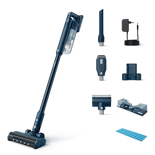 Пылесос Philips беспроводной Series 5000, влажная уборка, конт пыль -0.6л, автон. работа до 60мин, вес-1.5кг, НЕРА, синий