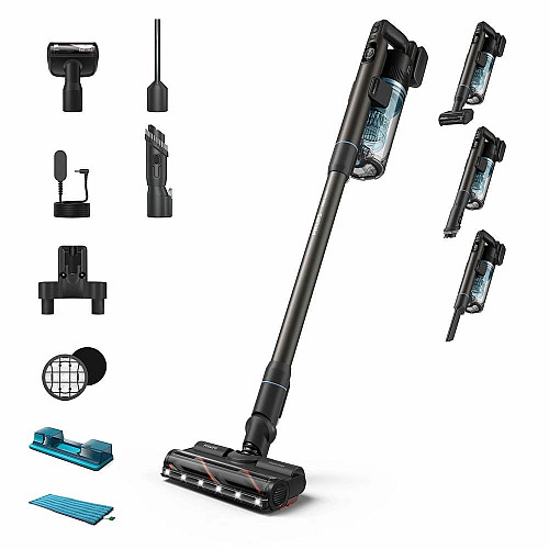 Пылесос Philips беспроводной Aqua Series 7000, влажная уборка, пыль -0.6л, автон. работа до 80мин, LED подсветка, турборежим, черно-голубой