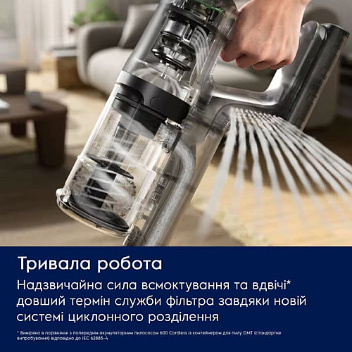 Пылесос Electrolux беспроводной, конт пыль -0.5л, автон. работа до 50мин, вес-2.49кг, НЕРА12, 2 насадки, зеленый