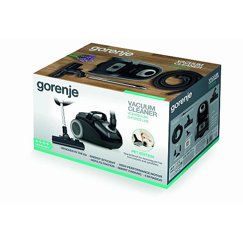 Пылесос Gorenje мешковый, 700Вт, 3л, HEPA, щетка Xpand Zone, телескоп, черный