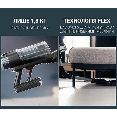 Пылесос Rowenta беспроводной X-Force Flex 16.60 Animal, 315Вт, влажная уборка, конт пыль -0.65л, автон. работа до 120мин, HEF system 99,9%, черно-серый