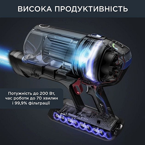 Пылесос Rowenta беспроводной Xforce Flex 14.60 Aqua, 200Вт, влажная уборка, конт пыль -0.9л, автон. работа до 70мин, НЕРА, черно-синий