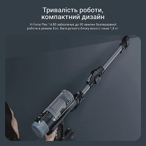 Пылесос Rowenta беспроводной X-Force Flex 14.80 Animal Aqua, 240Вт, влажная уборка, контр пыль -0.65л, автон. работа до 90мин, HEF system 99,9%, черно-синий