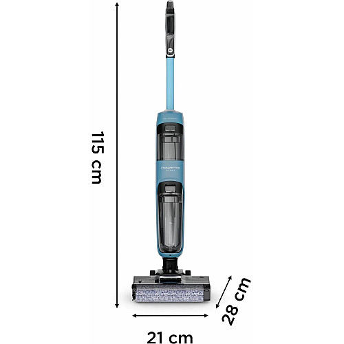 Пылесос Rowenta беспроводной моющий X-Clean 2, 120Вт, конт пыль -0.44л, конт для воды-0.73л, автон. работа до 35мин, вес-5кг, НЕРА, черно-голубой