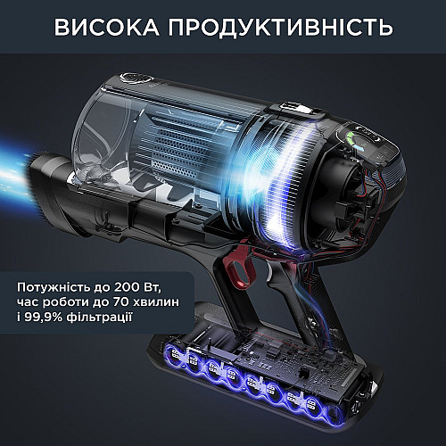 Пилосос Rowenta безпровідний X-Force Flex 14.60 Auto Animal, 48Вт, конт пил -0.9л, автон. робота до 70хв, НЕРА, чорно-сірий