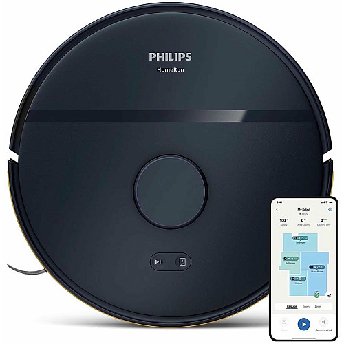 Робот-пылесос Philips Series 2000, h=9.7см, влажная уборка, пыль -0.38л, вода -0.3л, автон. работа до 120мин, EPA 11, Wi-Fi, темно-синий