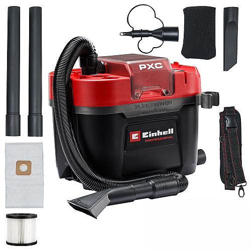 Пилосос професійний акумуляторний Einhell Professional TP-VC 18/10 Li BL 18В 130мбар контейнер 10л вологе/сухе прибирання Dust Class L 3.05кг без АКБ та ЗП