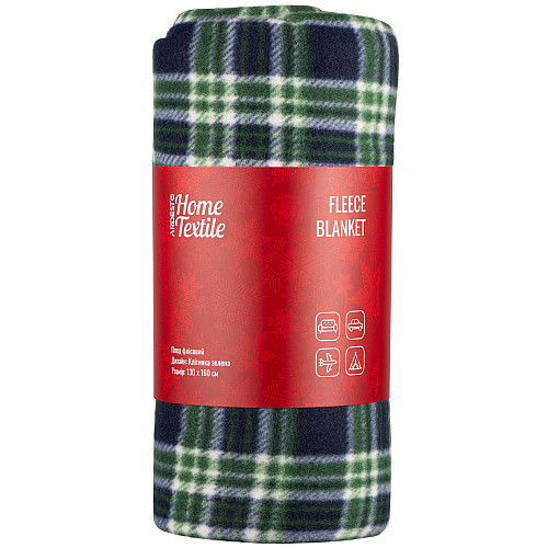 Плед ARDESTO Fleece 130x160см, 100% поліестер, клітинка, зелений