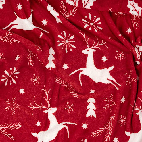 Плед ARDESTO Christmas Flannel 160х200см, 100% поліестер, олені, червоний
