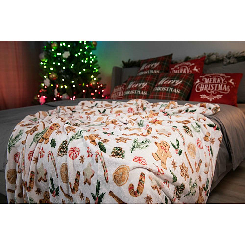 Плед ARDESTO Flannel 160х200см, 100% полиэстер, имбирные пряники.