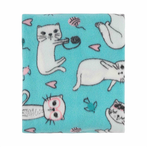 Плед ARDESTO Fleece 130x160см, 100% поліестер, котики, блакитний