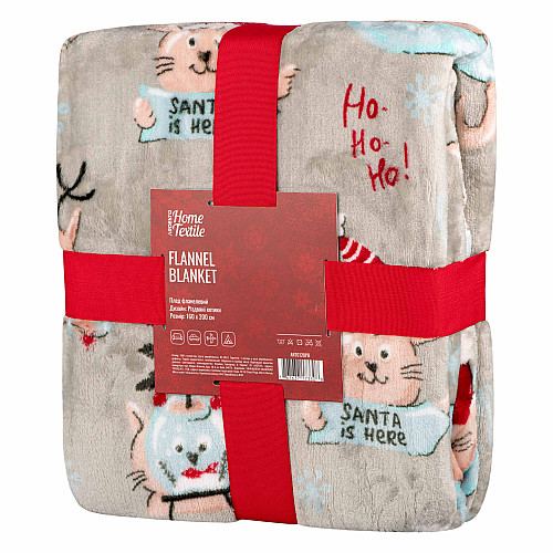 Плед ARDESTO Flannel 160х200см, 100% поліестер, різдвяні котики