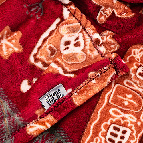 Плед ARDESTO Christmas Flannel 160х200см, 100% поліестер, імбирні будиночки