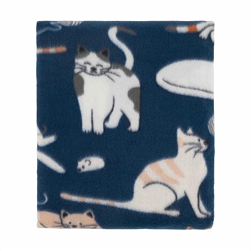 Плед ARDESTO Fleece 130x160см, 100% поліестер, котики, синій