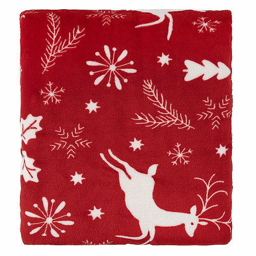 Плед ARDESTO Christmas Flannel 160х200см, 100% поліестер, олені, червоний