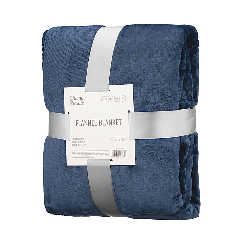Плед ARDESTO Flannel 200х220см, 100% поліестер, синій темний