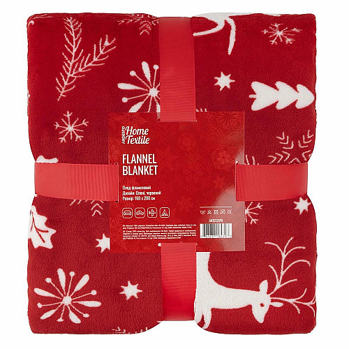 Плед ARDESTO Christmas Flannel 160х200см, 100% поліестер, олені, червоний