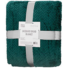Плед ARDESTO Jacquard Braid 200х220см, 100% поліестер, смарагдовий