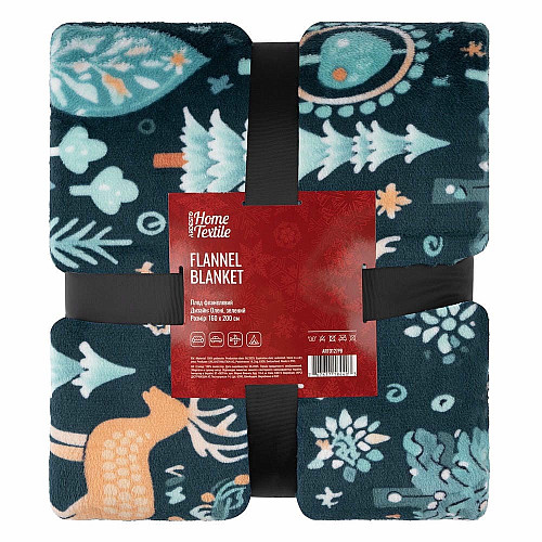Плед ARDESTO Christmas Flannel 160х200см, 100% поліестер, олені, зелений